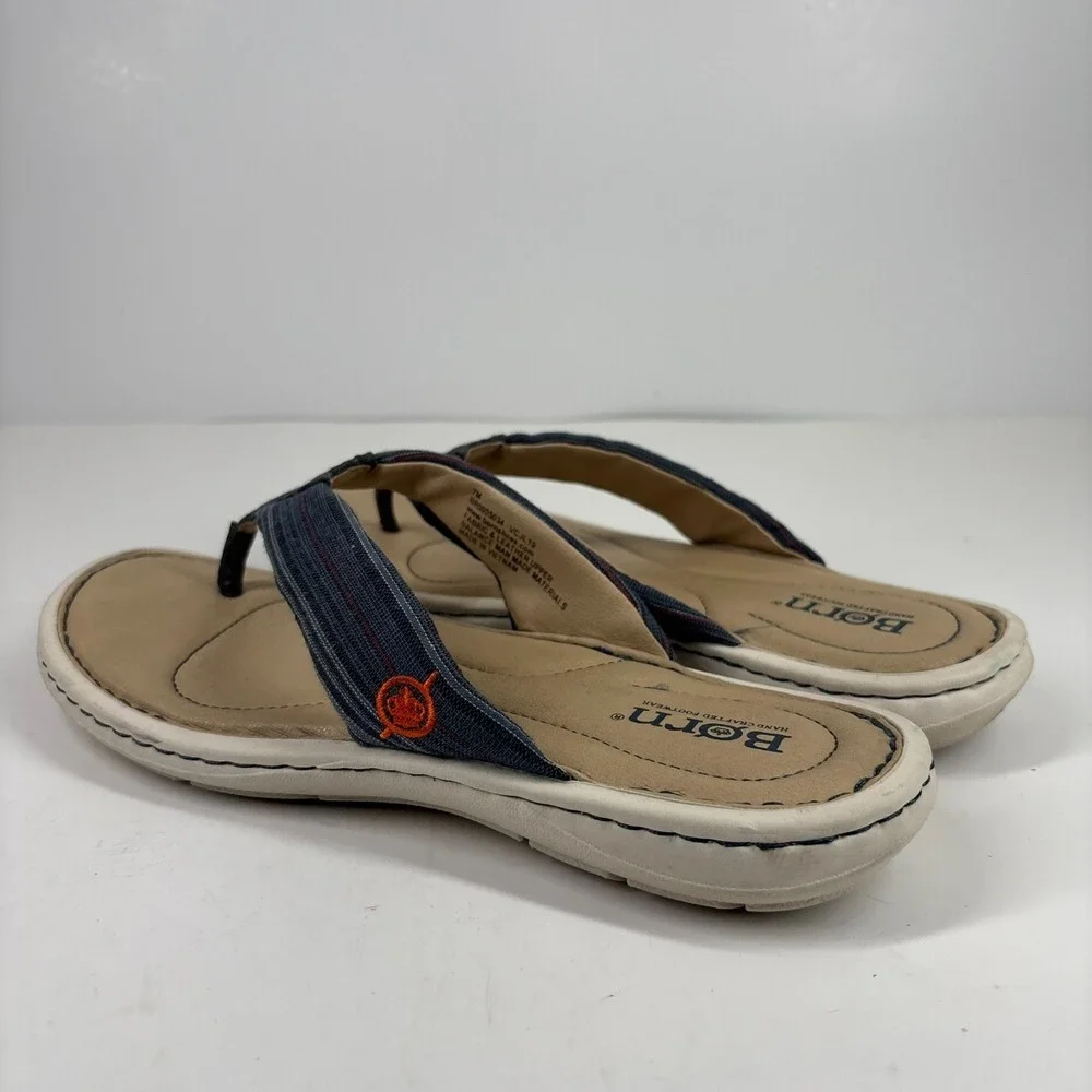 Born‎ Liselotte Women's US 7M Navy Fabric Leather Comfort Slip-On Thong Sandals